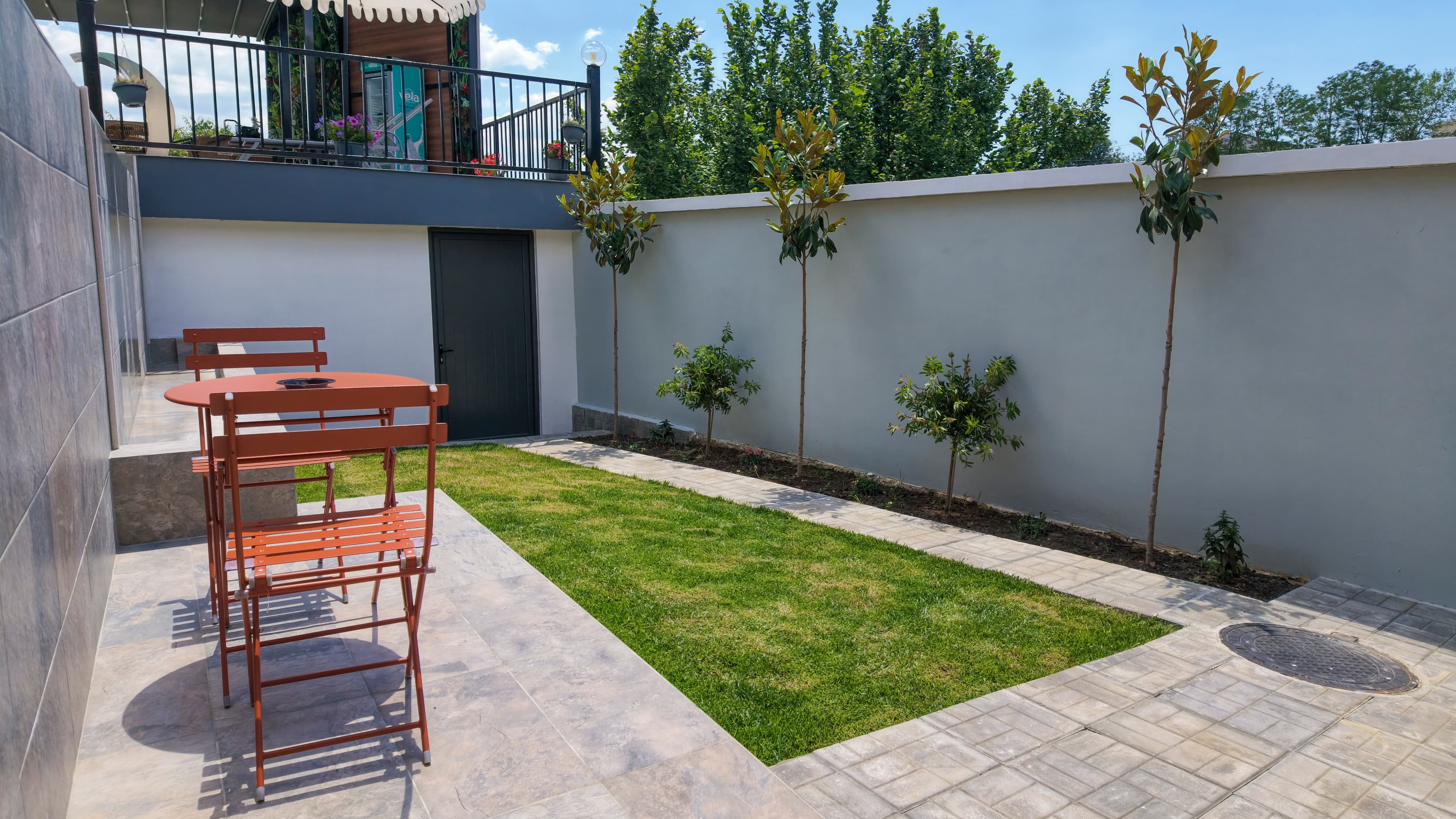 The lawn and the garden wall