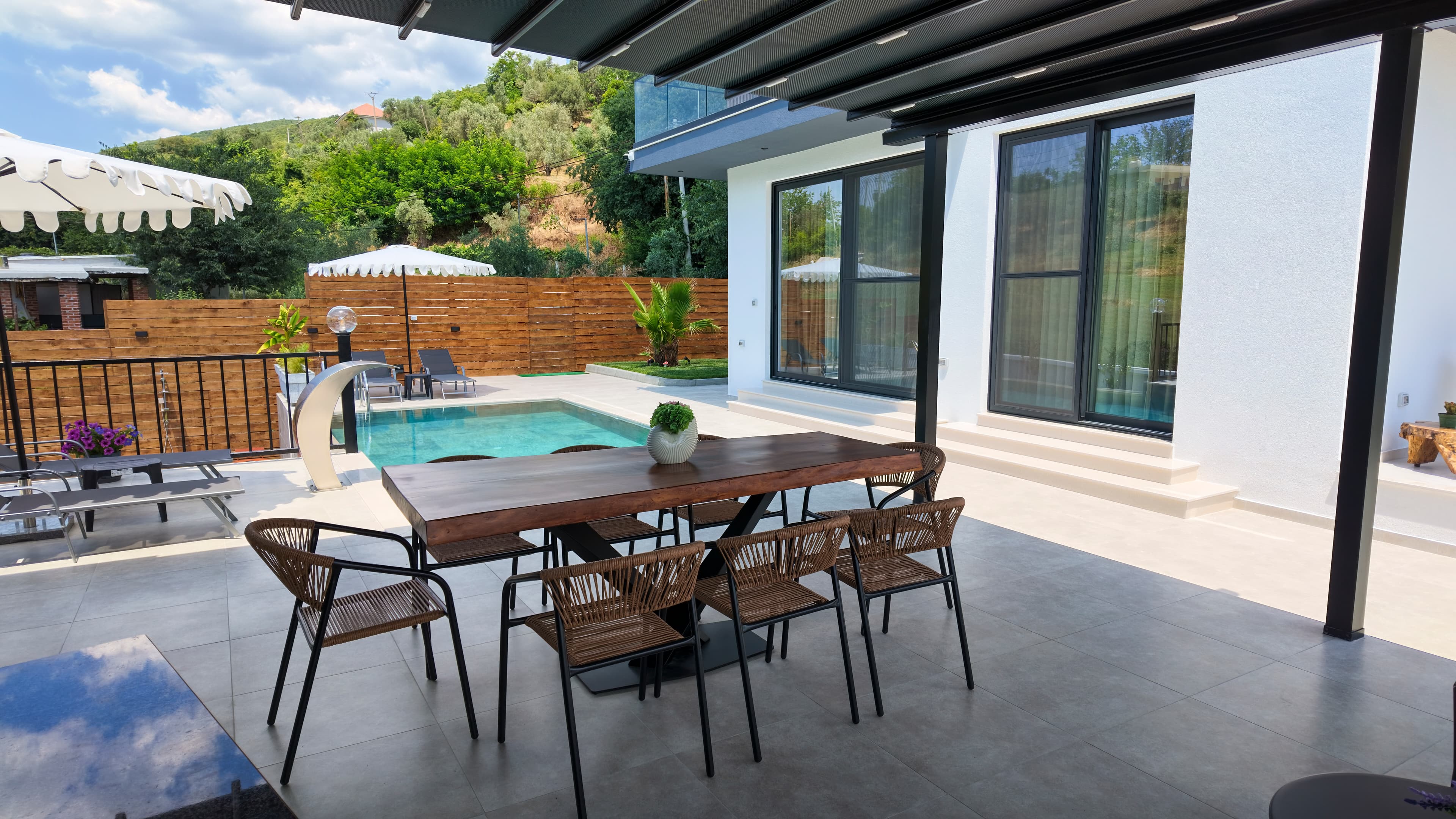 Dining under the pergola